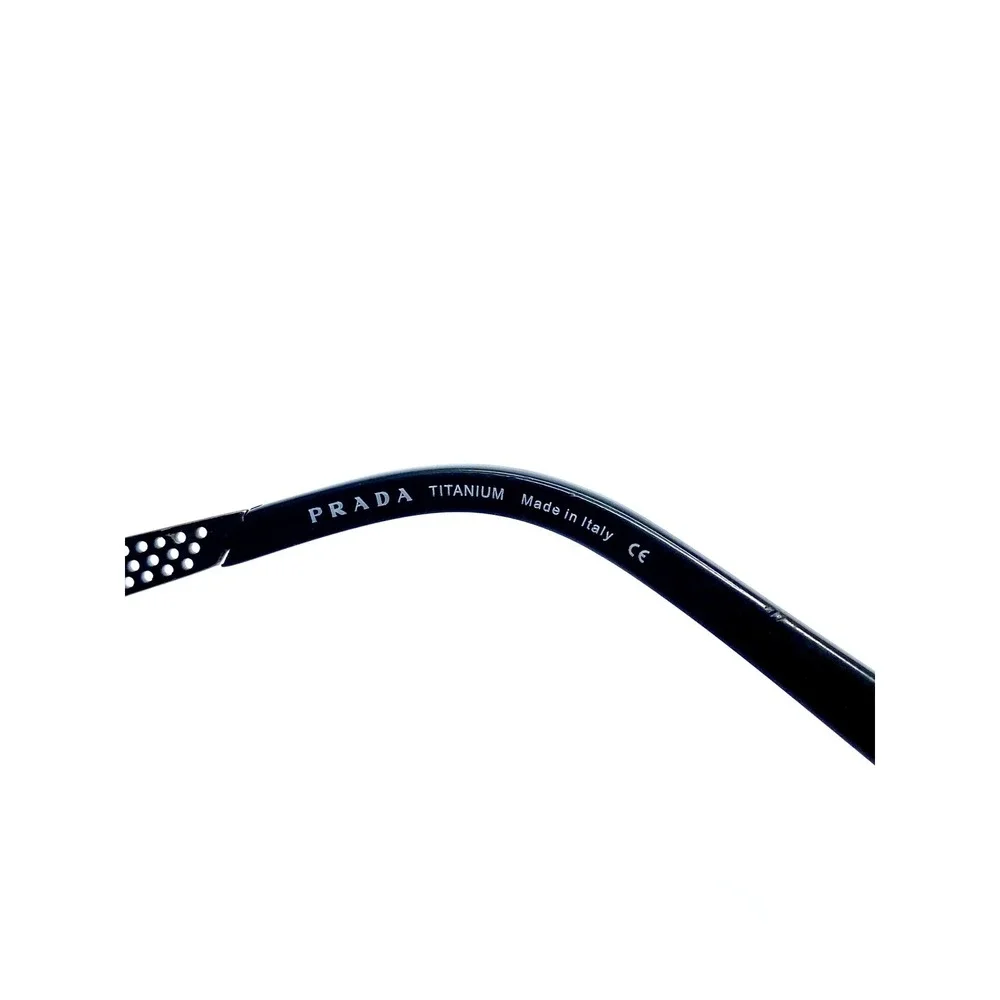 Prada Black Titanium Rectangular Eyeglasses Italy SPR521 1B0-1A1 56 17 135
